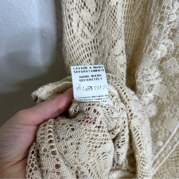 Temptation Positano 100% Cotton Cream Crochet Lace Tunic Mini Dress Size L - Picture 12 of 12